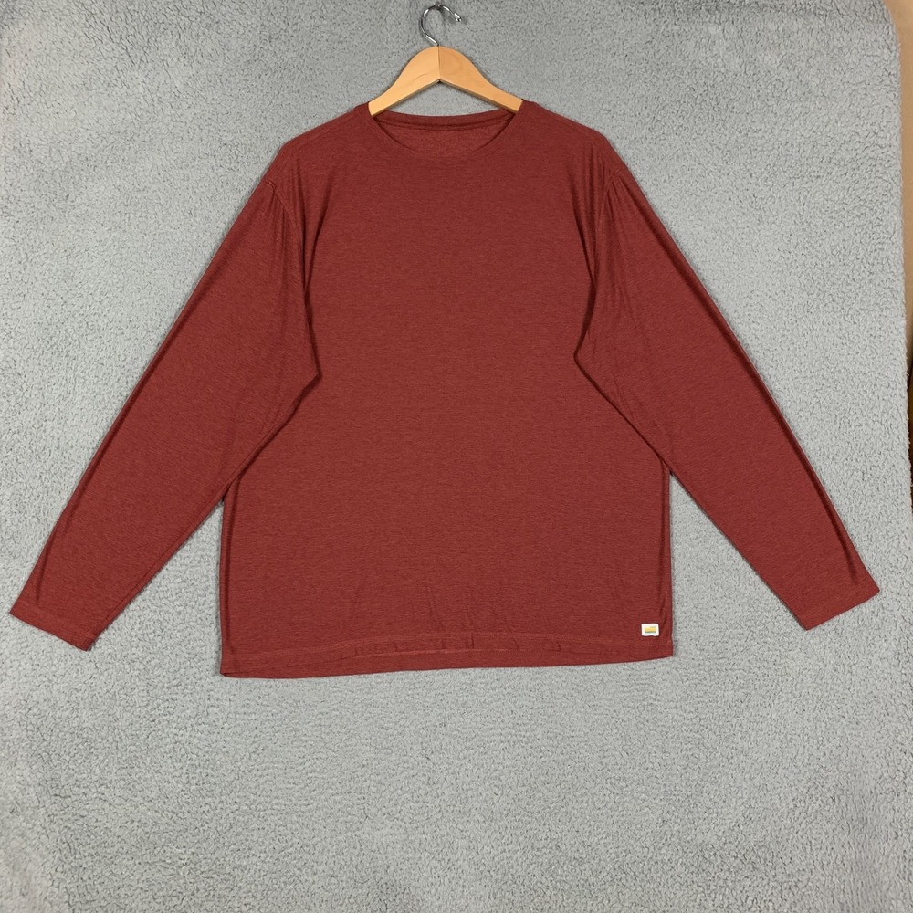 Vuori Strato Tech T-Shirt Men's XXL 2XL Currant Heather Long-Sleeve Crew Workout